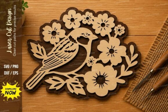 Bird Floral SVG Nature Laser Designs