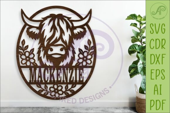 Bring Rustic Charm Home with a Floral Highland Cow Name Sign SVG for Your Farm