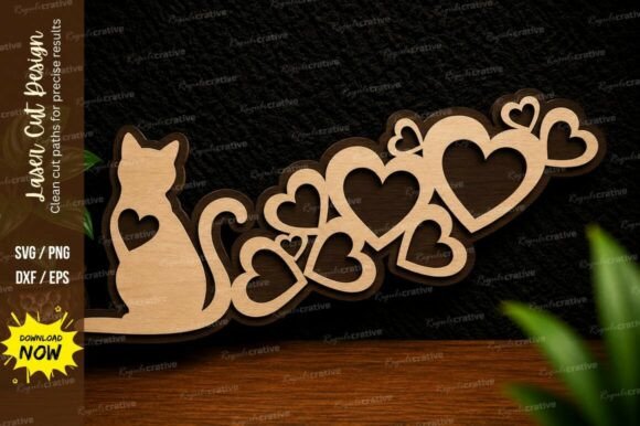 Cat Hearts Border SVG for Laser Cutting