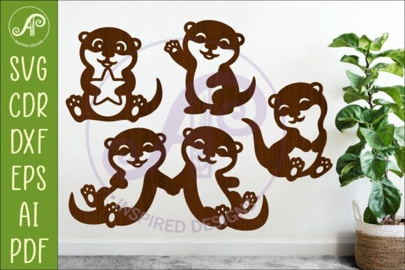 Cute Otters Silhouette SVG Shapes 1 for Crafters
