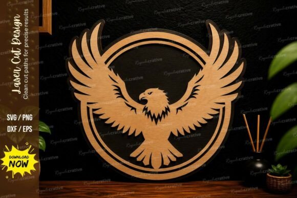 Eagle Wings Circle SVG: Precision Laser Designs