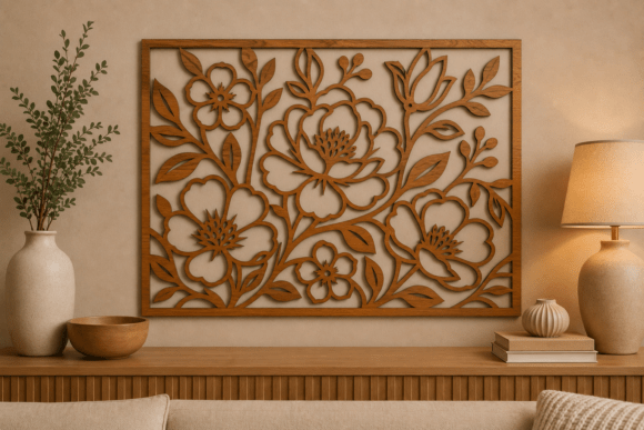 Elegant Laser Cut Floral Wall Panel SVG File
