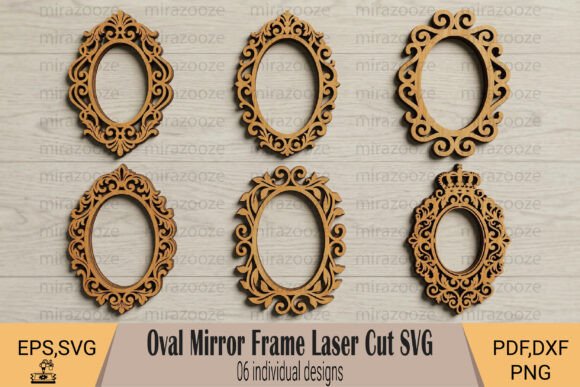 Elevate Your Craft with a Premium Oval Mirror Frame Laser Cut SVG Collection