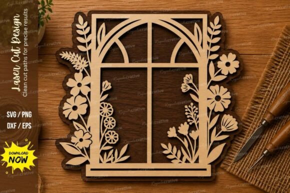 Elevating Precision Craftsmanship with the Floral Window Frame SVG Nature Laser Collection