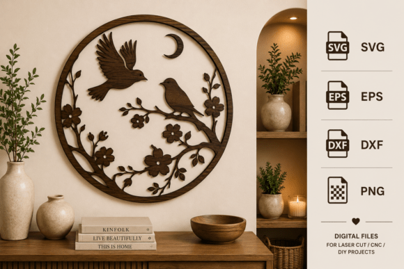 Elevating Your Space with Birds on Branch Wall Art SVG Laser Cut Designs