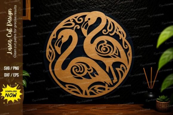 Flamingo Circle Laser Cut SVG: Precision & Style
