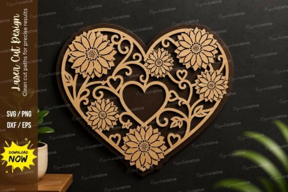 Floral Heart Laser Cut SVG: Precision Meets Romance