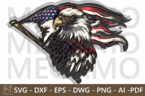Patriotic Eagle 4th of July SVG Layered Design