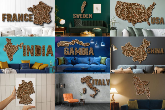Personalized 100 Countries Map Laser Cut Guide
